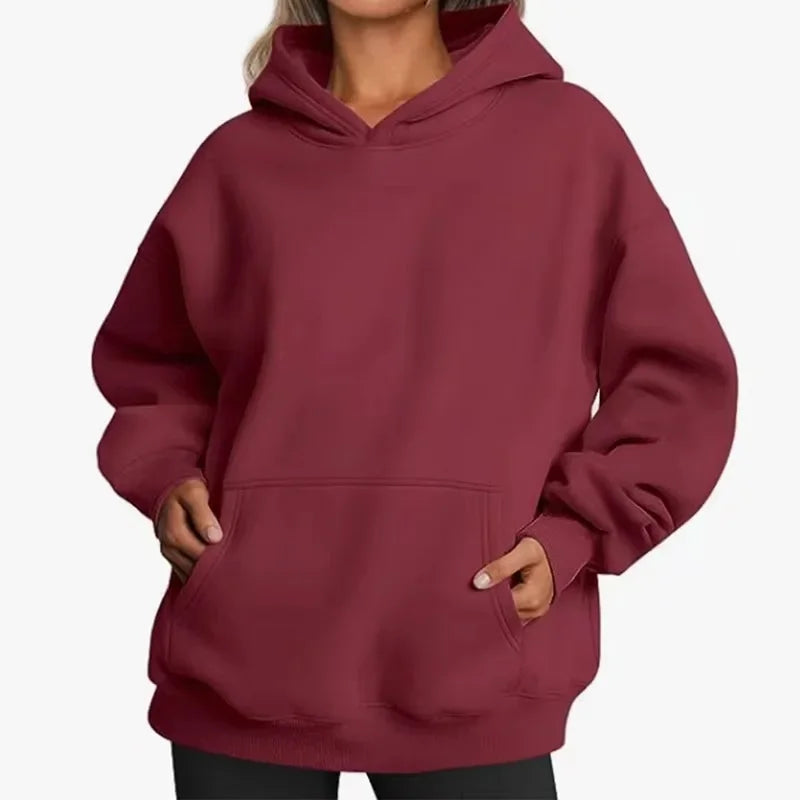 Unisex Oversized Fleece Hoodie – Varm Casual Pullover Plus Size Höst/Vinter, 17 Färger XL–5XL