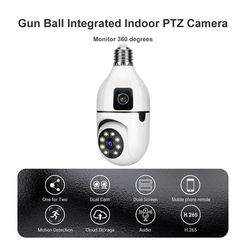 WiFi IP Camera E27 Bulb Cam 8MP Wireless Baby Monitor AI Tracking Security Video Surveillance Pet Cameras 5MP SmartLife Indoor
