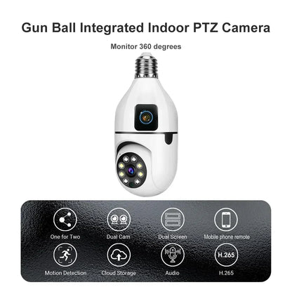 WiFi IP Camera E27 Bulb Cam 8MP Wireless Baby Monitor AI Tracking Security Video Surveillance Pet Cameras 5MP SmartLife Indoor