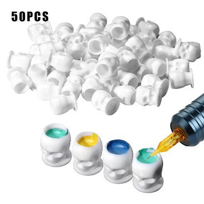 50/100/200pcs Plastic Disposable Tattoo Ink Cups With Base Pigment Clear Holder Container Cap Tattoo Accessory Permanent Makeup