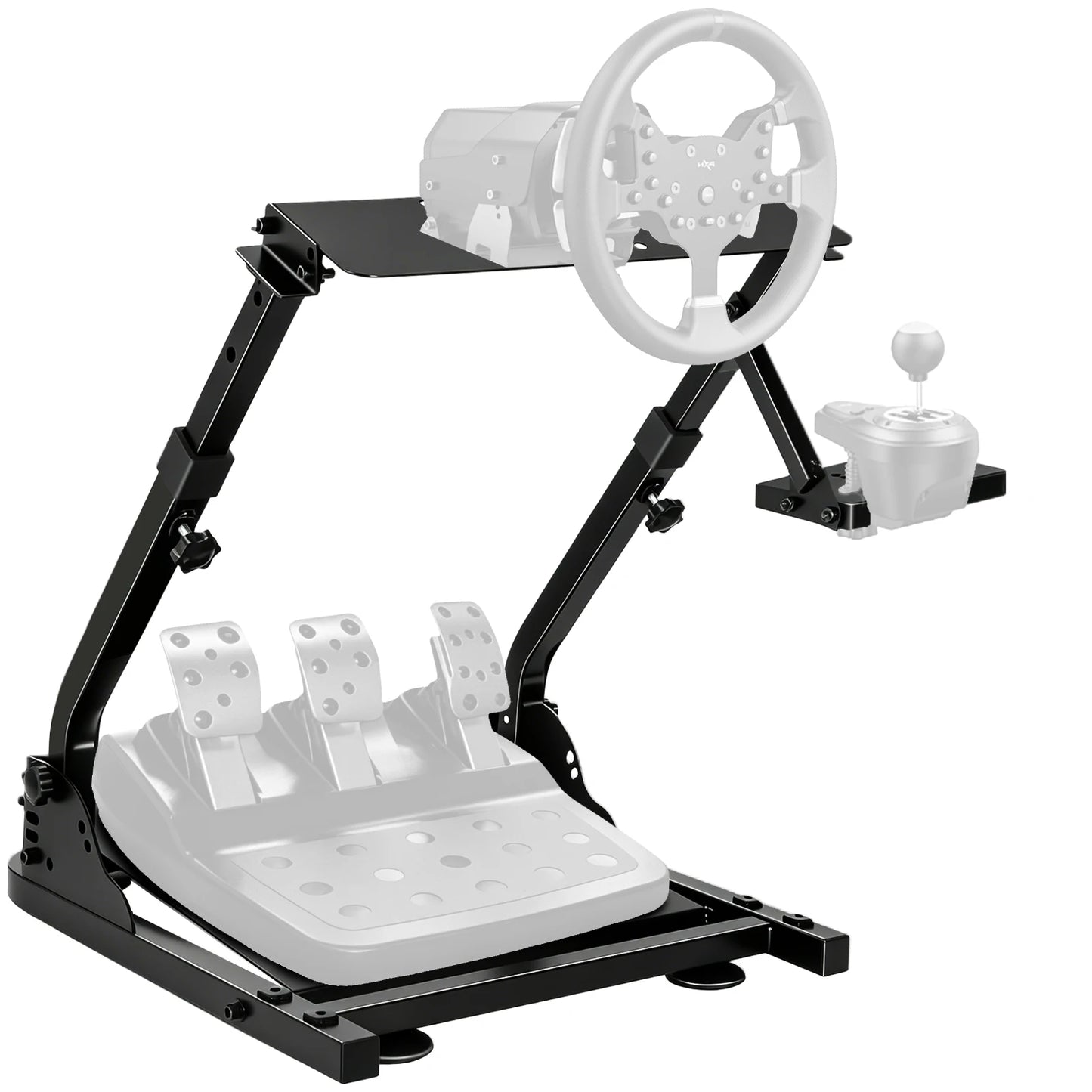Universal Foldable Racing Steering Wheel Stand Adjustable Carbon Steel Simulator Cockpit Mount Compatible with Logitech G25 G27 G29 G920 T300 T500RS Gaming Wheel Support, Does Not Include Wheel Pedals Shifter
