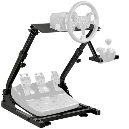 Universal Foldable Racing Steering Wheel Stand Adjustable Carbon Steel Simulator Cockpit Mount Compatible with Logitech G25 G27 G29 G920 T300 T500RS Gaming Wheel Support, Does Not Include Wheel Pedals Shifter
