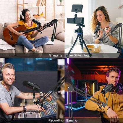 HAOMUREN USB-mikrofonset med bomarm för streaming