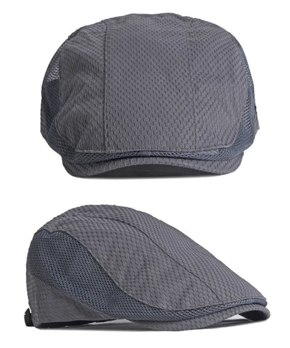 Summer Beret Hats for Man Forward Cap Women Hollow Mesh Breathable Flat Peaked Caps Fashionable Outdoor Cap Adjustable