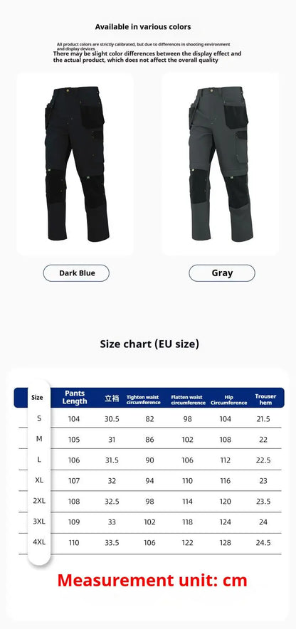 Spring And Autumn Elastic Work Pants Repair Workshop Wear Resistant Reinforced Multi Pocket Welding Pants
