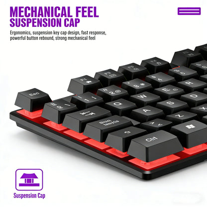Mechanical Feel Gaming Keyboard Light Backlit RGB Wired Keyboard USB Office Home Media Keys Russian Spanish Arabic English