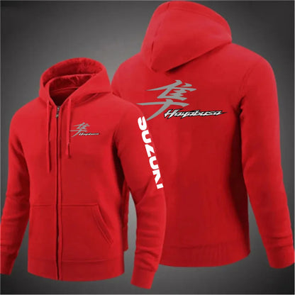 Suzuki Hayabusa Motorcykel Hoodie Herr – Dragkedja, Tryckt Logga, Vår & Höst