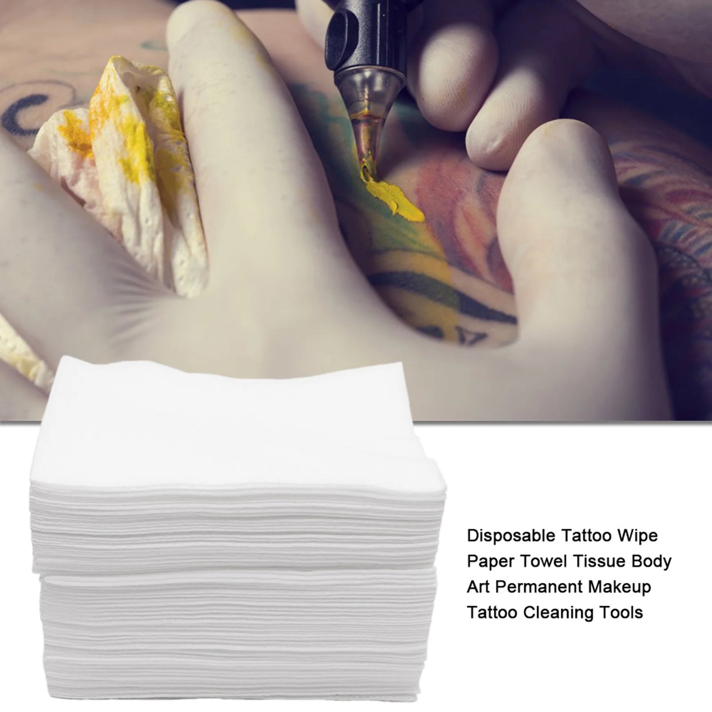 50pcs Disposable Tattoo Wipe Paper Towel Tissue Body Art Permanent Makeup Tattoo Cleaning Tools Tattoo Supplies Accessories