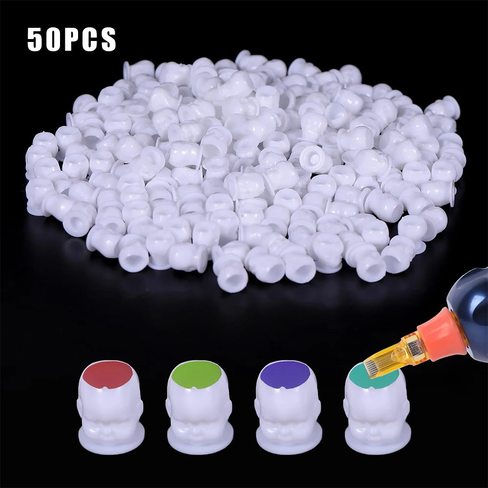 50/100/200pcs Plastic Disposable Tattoo Ink Cups With Base Pigment Clear Holder Container Cap Tattoo Accessory Permanent Makeup