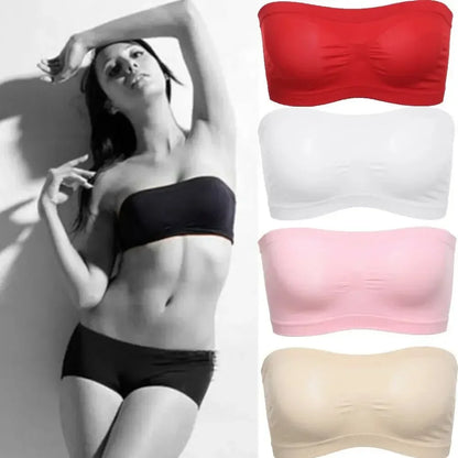 Mesh Breathable Tube Top Seamless Underwear Strapless Stretch Breathable Solid Pattern Hollow Back Bras Casual Summer Intimates