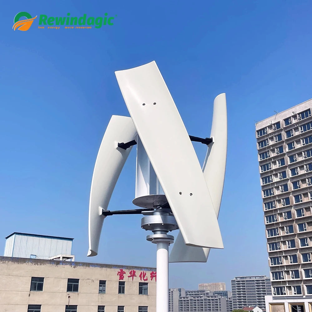 Vertikal Vindturbin 10kW/20kW 12V/24V/48V – Kärnlös Magnetlevitation Lågbullrig MPPT Hybrid Sol+Vind Off-Grid Hushåll