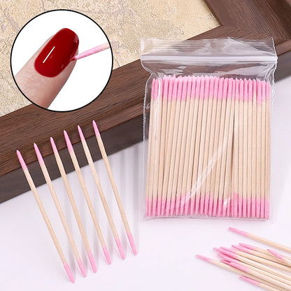 1/2/5/10PCS Nails Disposable Wood Cotton Swab Double Head Clean Sticks Manicure Cuticle Pusher Nail Polish Remover Art Tool
