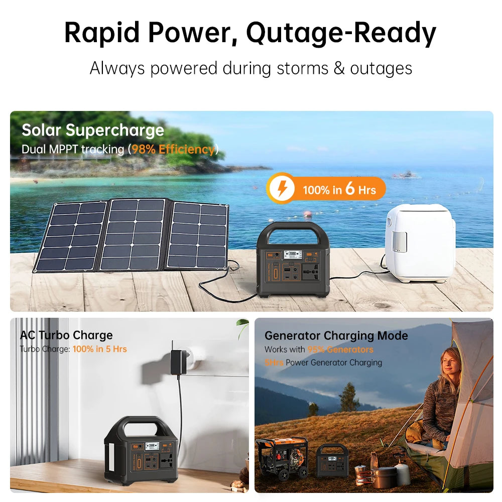 Jsdsolar 200W Portable Power Station 153.6Wh Battery for Fishing Outdoors Camping RV Emergency Energy Mobile Power Supply 220V Output Solar Generator With LED Light Support UPS