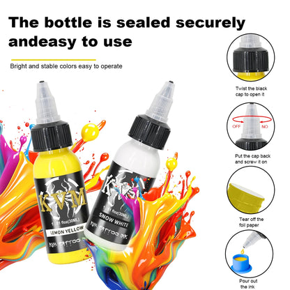 14Colors 1/oz Tattoo Ink Pigment Body Color Drawing Art Tattoo Ink Semi-permanent Makeup Tattoo Supplies for Tattoo Artists