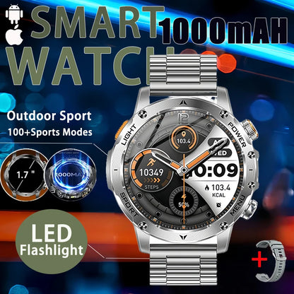 New Military T-Rex 3 Ultra 1000mAh Battery Smart Watch IP68 Waterproof Fitness Track Flashlight Heart Rate Sports Smartwatch Men