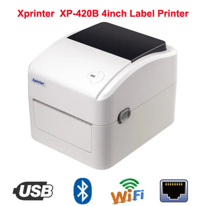 Xprinter Termisk Fraktskrivare 4" – XP-420B 460B 463B USB Bluetooth WiFi Ethernet – DHL FedEx UPS Streckkod 203dpi CE 2026