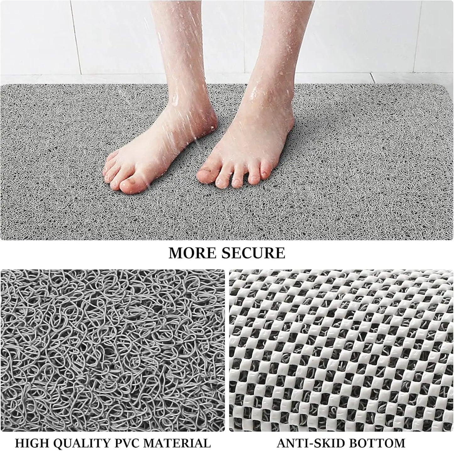 1pcs Shower Mat Bathtub Mat,24x16 inch, Non-Slip Bath Mat with Drain, Quick Drying PVC Loofah Bathmat for Tub Shower,Bathroom