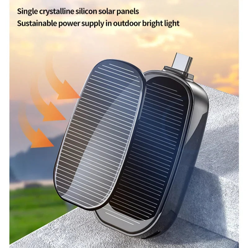 Lenovo 1200mAh Solar Mini Power Bank Key Ring Portable Charger Compact Outdoor Camping External Battery Emergent Phone Powerbank