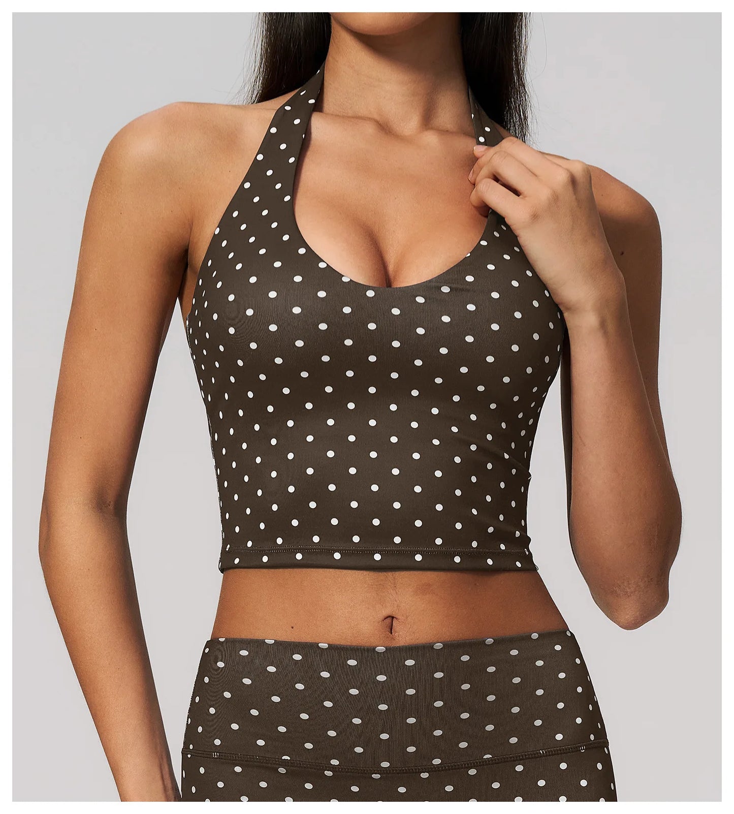 Yoga Bra Women Sports Underwear Fitness Crop Top Polka Dot Yoga Vest Deep V Backless Sports Vest Female Workout Shockproof Tops