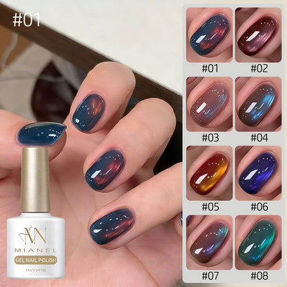 MIANEL Orion Nebula Cat Eye Gel Nail Polish Sparkling Crystal Shimmer Blue Purple Gold 2026 Spring/Summer Unique Special