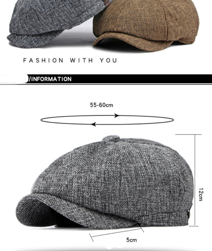 HT4668 Beret Cap Spring Summer Sun Hat Men Women Retro Artist Painter Linen Beret Hat Male Female Octagonal Flat Cap Mens Berets