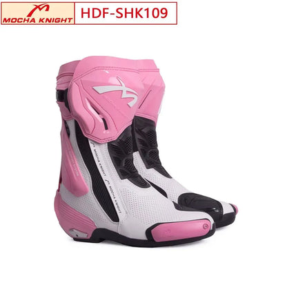 Crossstövlar MOCHA KNIGHT SH109 – perforerade sommarstövlar i läder, unisex 35–46