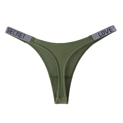 Lågskurna sexiga trosor med strass och bokstäver G-string sporttstring S-XL