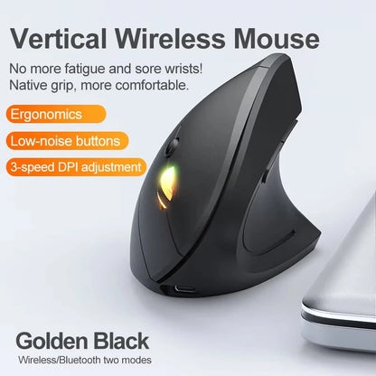 2.4G trådlös Bluetooth ergonomisk vertikal optisk mus uppladdningsbar