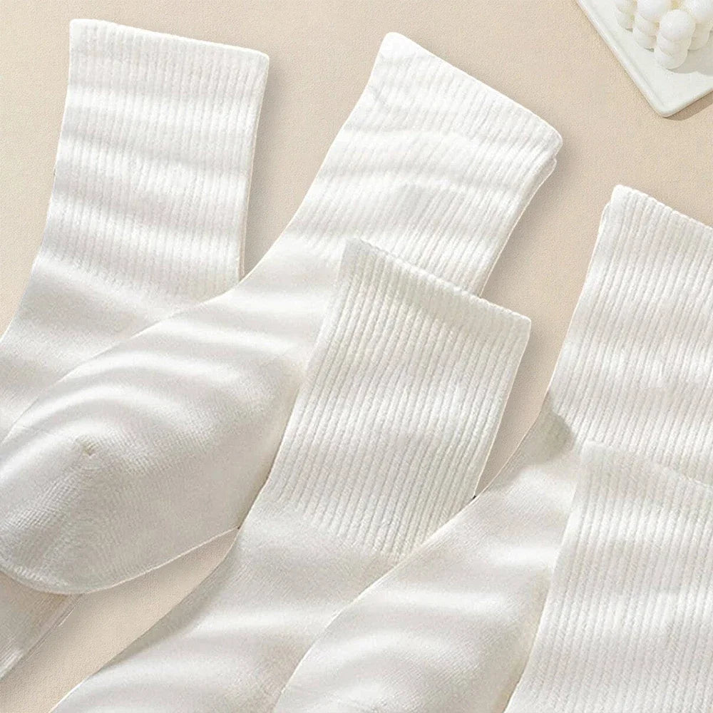 1/510 Pairs Women Solid Color Socks Simple Versatile Fashionable Socks Antibacterial Odor Resistant Breathable Comfortable Socks