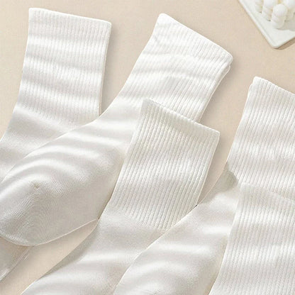 1/510 Pairs Women Solid Color Socks Simple Versatile Fashionable Socks Antibacterial Odor Resistant Breathable Comfortable Socks