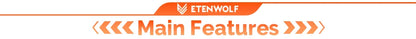 ETENWOLF AIR 3 Portabel Luftpump – 2600mAh, 360L/min, Campinglampa, Deflation, Orange/Grön