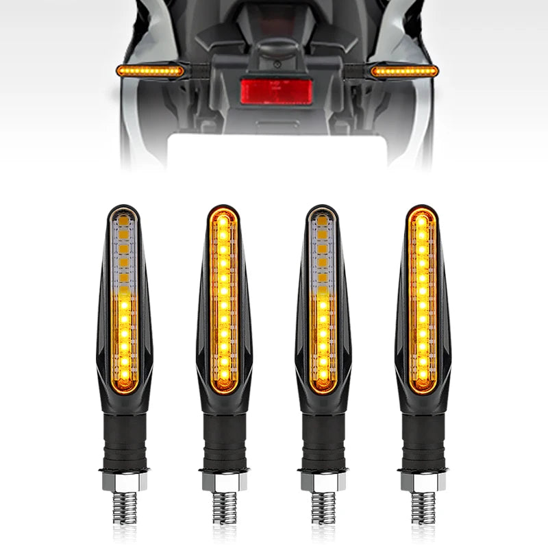 2 st LED-blinkers för motorcykel med flytande ljus, 12 LED