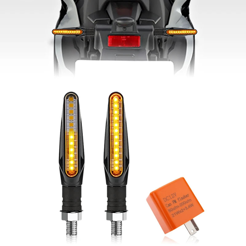 2 st LED-blinkers för motorcykel med flytande ljus, 12 LED
