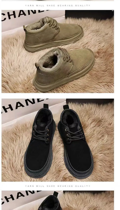 New Winter Snow Boots Men Plush Warm Men Boots Suede Leather Ankle Boot Comfortable Light Couple Cold Protection Sneakers