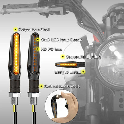 2 st LED-blinkers för motorcykel med flytande ljus, 12 LED