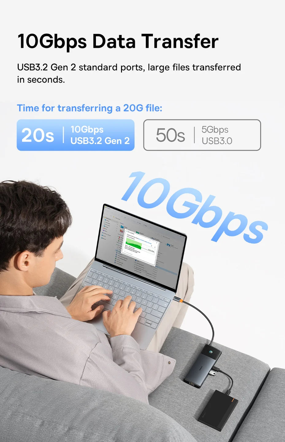 Baseus USB-C-hubb med HDMI, USB 3.2 och flera anslutningar