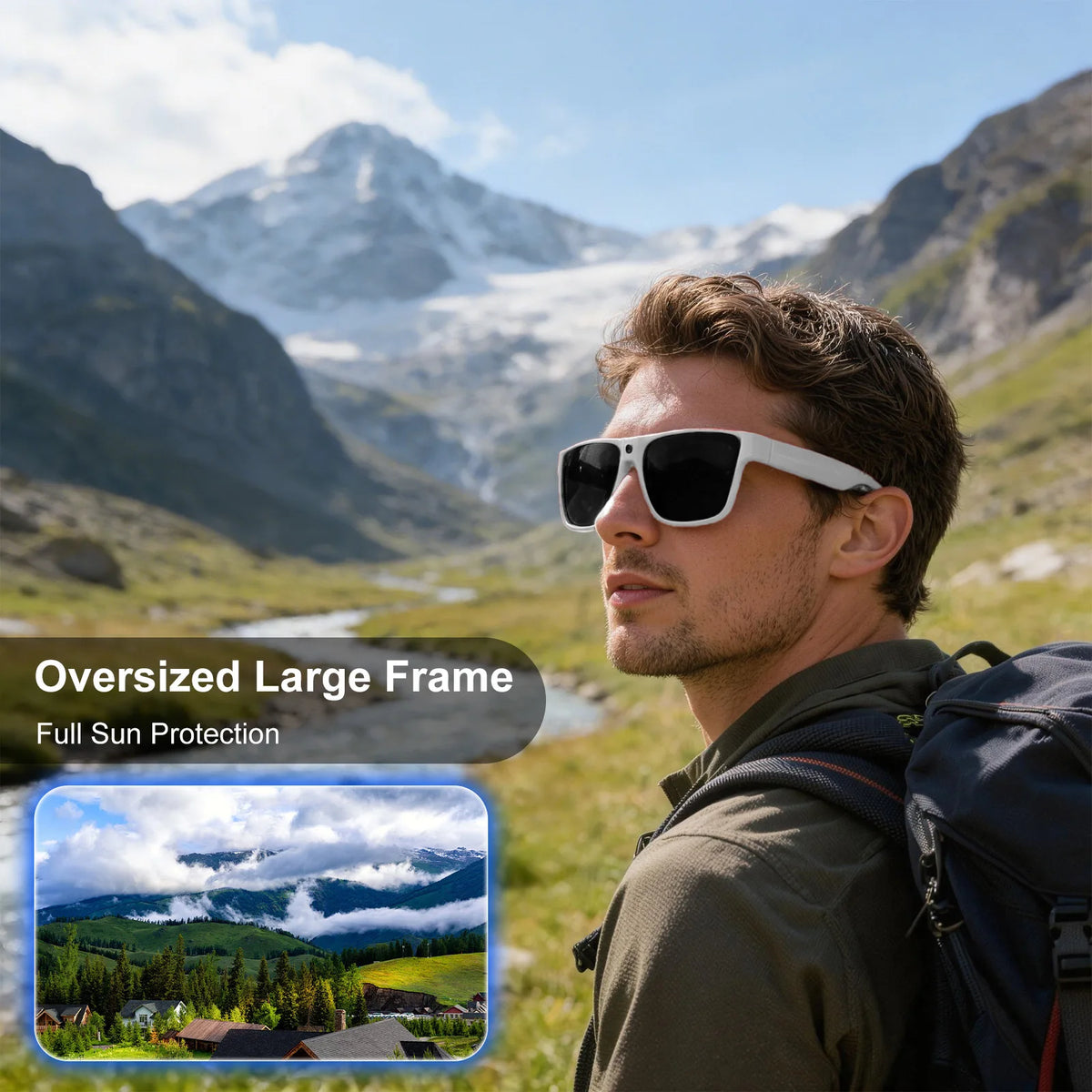 Intelligent AI Sunglasses HD with 800W Pixel Shooting and Camera for Recording Bluetooth Music Calling Outdoor Sports Shooting