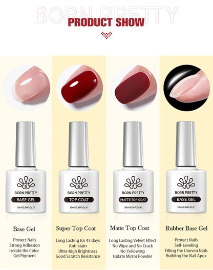 BORN PRETTY Super Top Coat and Base Gel Nail Polish for Gel Polish Semi-permanent Varnish Rubber Top Coat 10ml Nail Supplies