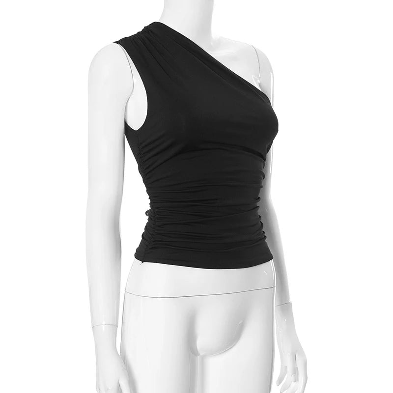 BIDIJONES one-shoulder-topp dam med öppen rygg – enfärgad, S–L