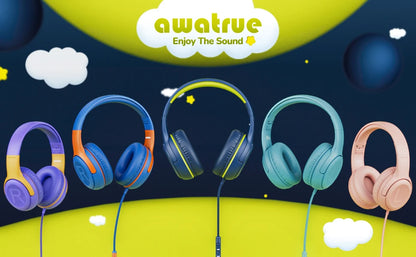 AWATRUE AT2 Headset,3.5mm Surround Stereo Gaming Headphones with Mic Soft Memory Earmuffs for PC,Laptop,Kids for School Toddler