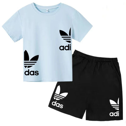 New Children Letter-Print Summer T-shirt Boy Girl Toddler3-12Years Short-Sleeved+Shorts Charming Casual Fashion Sports Brand Set