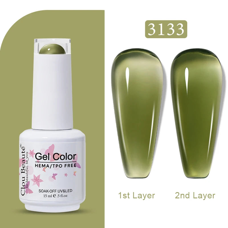 Clou Beaute Transparent French Gel Polish Translucent Nude Pink Red Jelly Glass Milky White Varnish Rainbow Color Nail Art