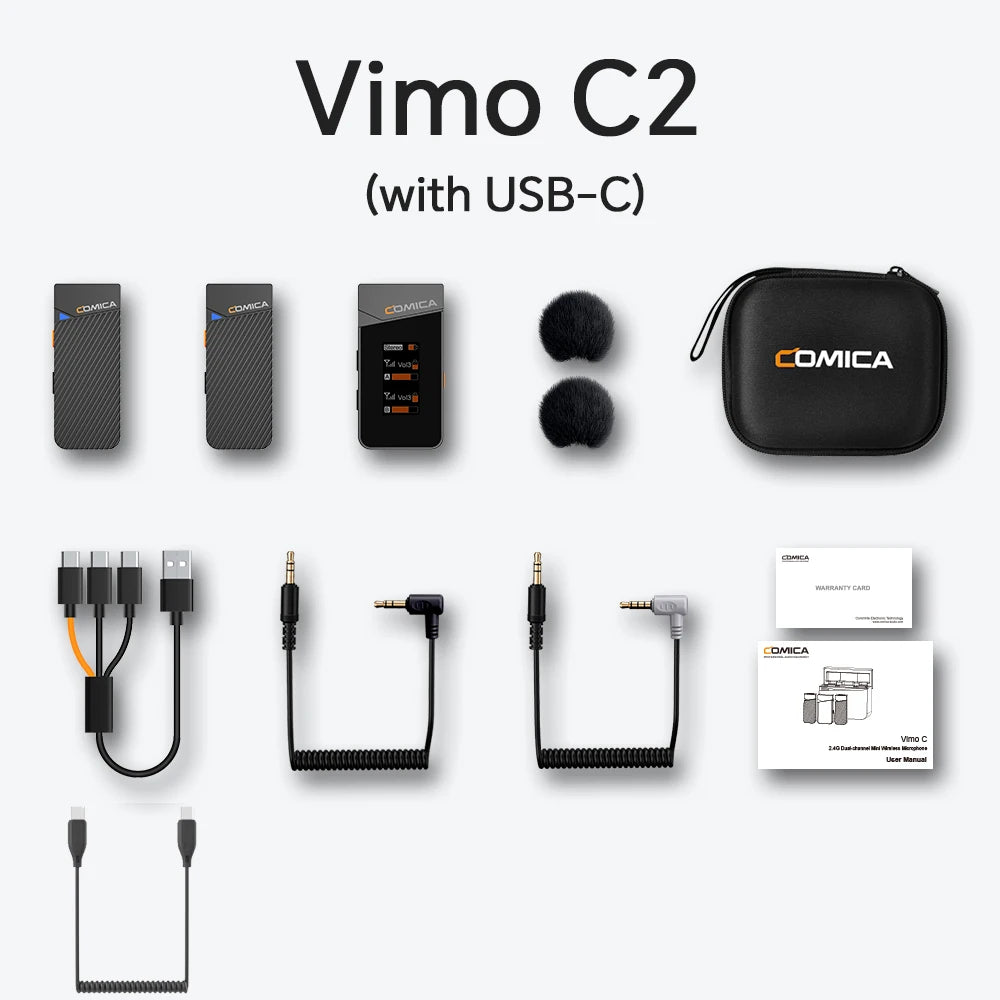 COMICA Vimo C 2.4G Wireless Lavalier Microphone with Charging Case,Lapel Mic for Camera Smartphone Podcast Interview Vlog