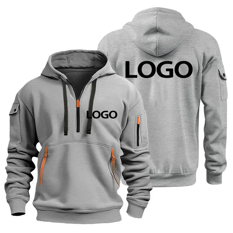 Hoodie med Dragkedja och Armfickor – Eget Tryck eller Logotyp | Herr S–XXXL