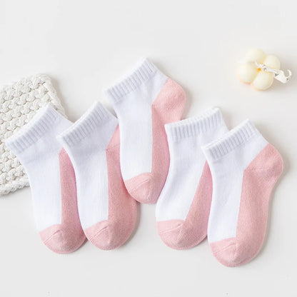 5 Pairs/Lot 2023 New Summer Children Socks Cotton Kids Fashion Black White Gray For 1-12 Years Teen Student Baby Girl Boy Socks