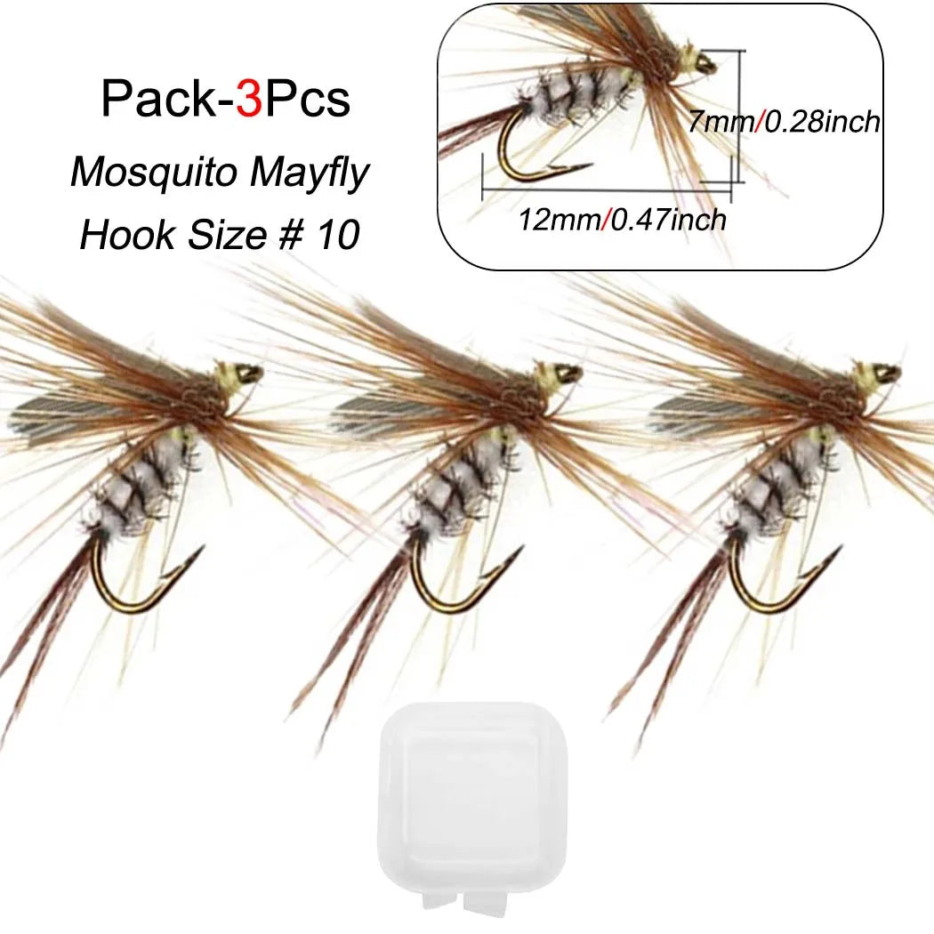 1/3Pcs Fly Fishing Lure Nymph Dry Wet Flies Bionic Bait Fly Trout Fishing Lures