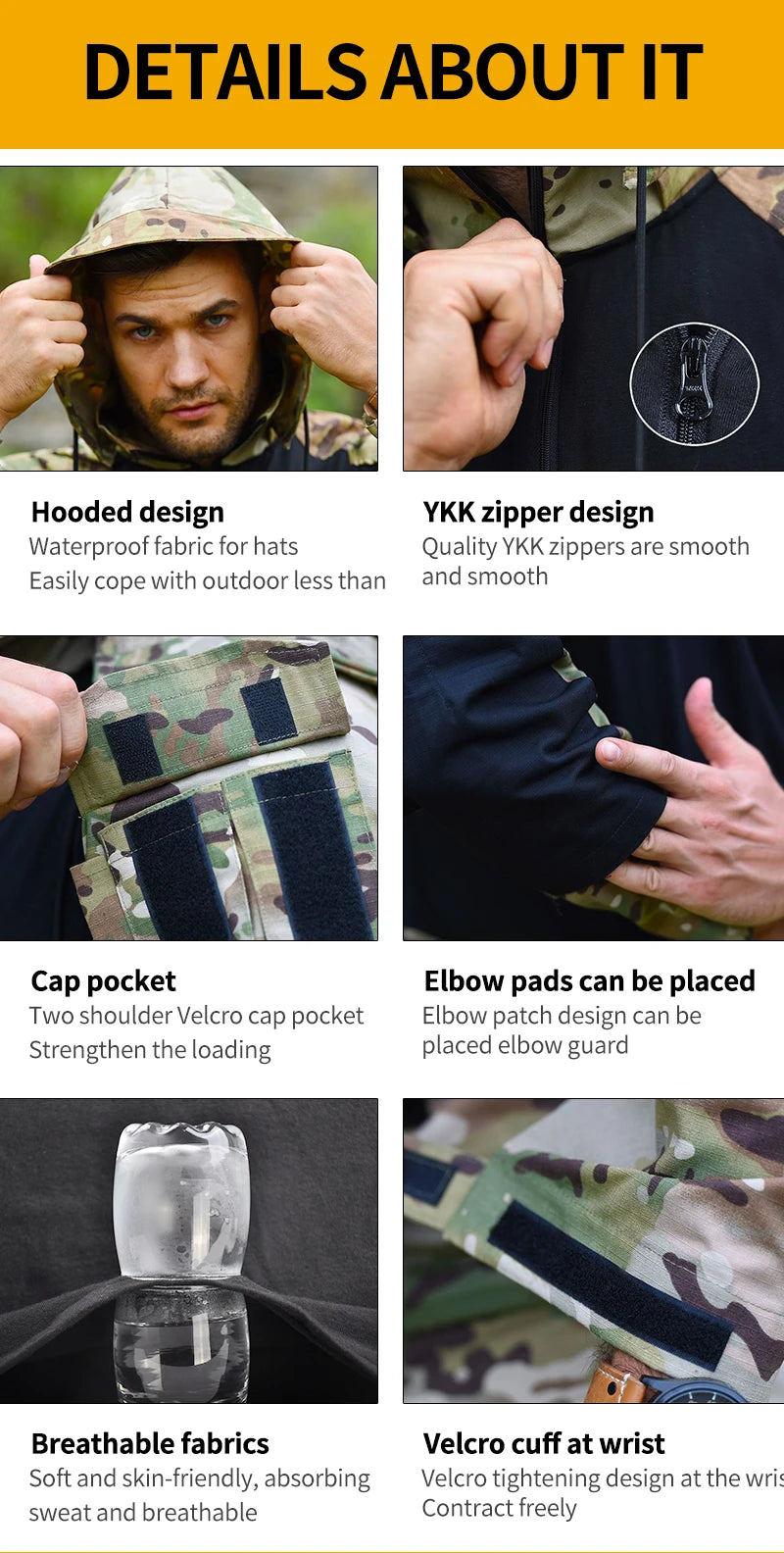 Tactical Suits Milita Uniform Hiking Hunting Pants Men Combat Shirts Training Durable Breathable Camo Wear-resistant Cargo Pant