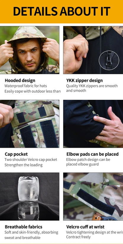 Tactical Suits Milita Uniform Hiking Hunting Pants Men Combat Shirts Training Durable Breathable Camo Wear-resistant Cargo Pant
