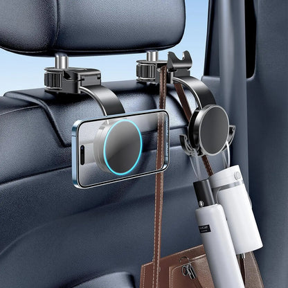 Magsafe Phone Holder for Backseat, Hideable Storage Key Bag & Bendable Strong Magnetic Seat Phone Holder