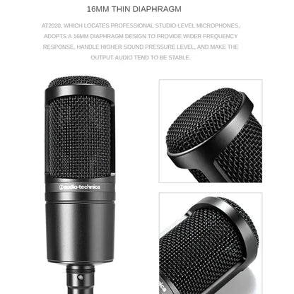 Original Audio Technica AT2020 Cardioid Condenser Microphone Professional Studio XLR Mic for Podcasting Streaming Recording